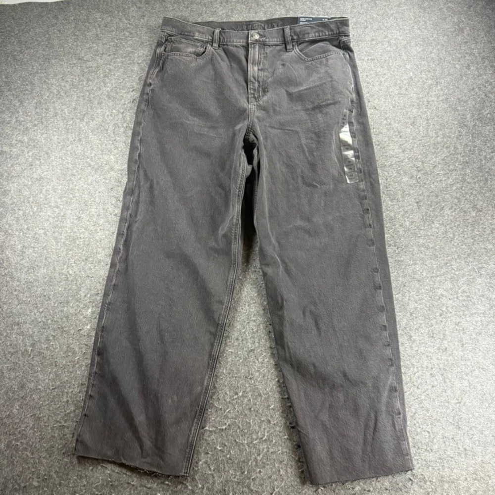 NEW American Eagle Super HighRise Baggy Straight Jeans Black Wide Rigid Women 16